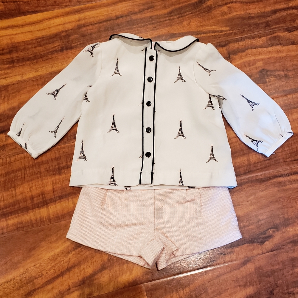 Janie and Jack Eiffel Tower Set - White and Pink